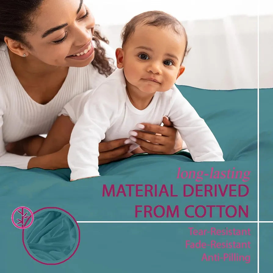 Trance Home Linen Premium 300 TC Pure 100% Cotton Queen Fitted Bedsheet with 2 Pillow Solid Covers 