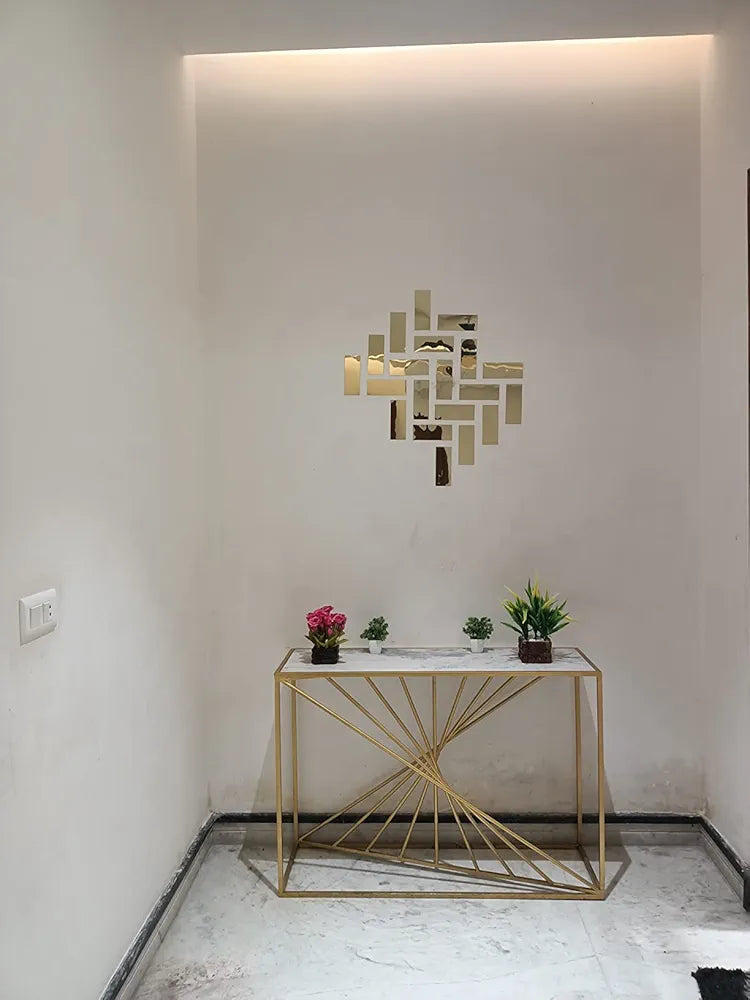 Bikri Kendra Ind - 20 Rectangle Golden Mirror Stickers for Wall Decor, Acrylic Self-Adhesive Stickers