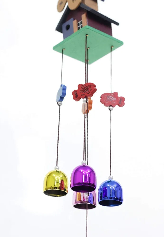 Lilone 4 Bell Brown House Wind Chimes for Home Balcony Bedroom with Good Sound