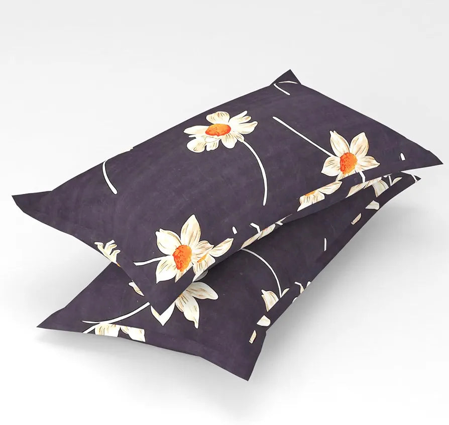 Homefab India 180 TC Microfiber Double BedSheet with 2 Pillow Covers -  - Dark Grey, Floral