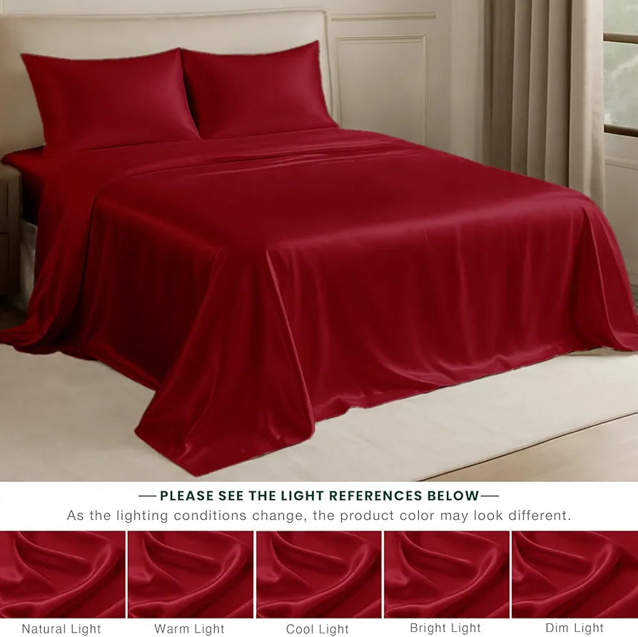 Cloth Fusion Satin Bedsheet for Queen Size Bed, Perfect for Romantic Night, Excellent Gift for All Celebrations, Set of 1 Satin Sheet 90