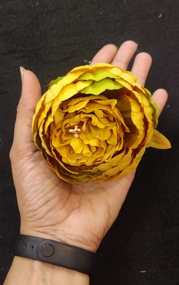 SATYAM KRAFT 6 Pcs Artificial Fabric Rose Flower Heads | Handmade Peony Style Flowers for DIY Crafting, Gift Packing, Bouquet Making, Wedding, Home & Event Decoration 
