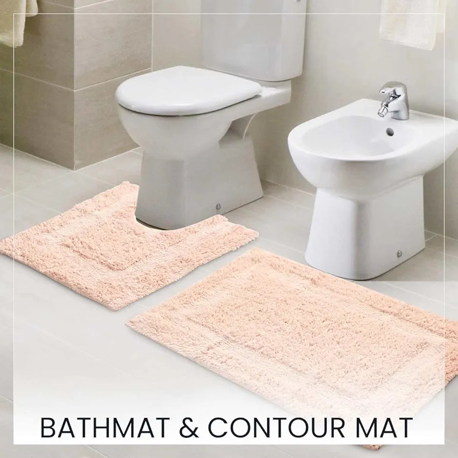 SASHAA WORLD Solid Anti Skid Bathmat and Contour Set ,