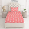 Layers Cotton Bedsheet for Single Bed with 1 Pillow Cover Light Weight Breathable Moisture Absorbent Pink Circle Geometry Pattern