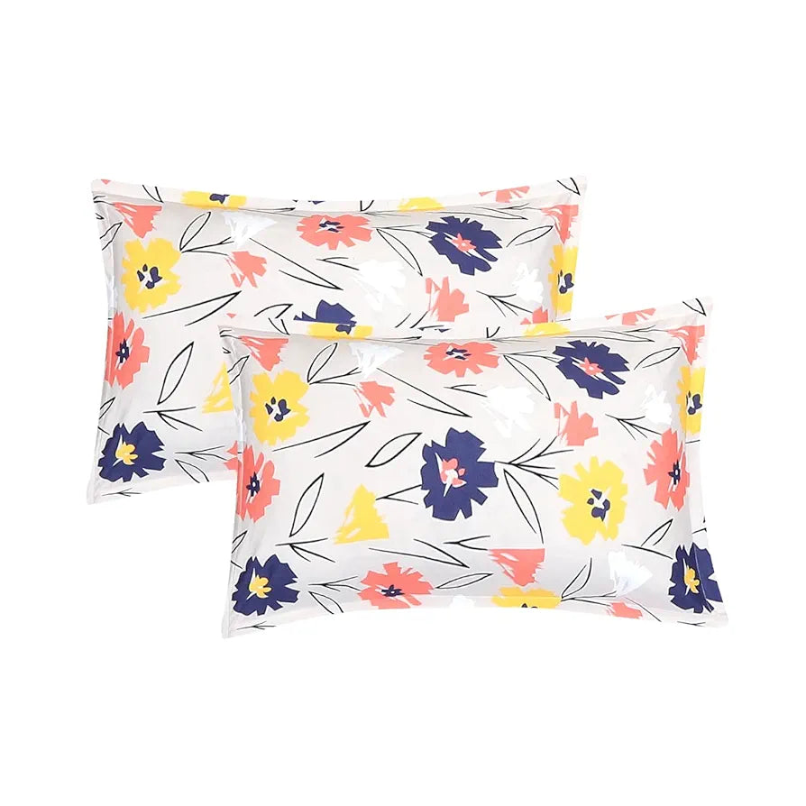 Status Contract Spring Summer Collection-2024 Cotton Rich Double Bedsheet with 2 Pillow Covers for Bed Room, Home, Hotel-120 GSM | , 120 Tc