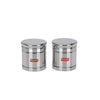 Sumeet Stainless Steel Circular Vertical Storage Container Set of 2 Pc 550 ml Each 9cm Silver