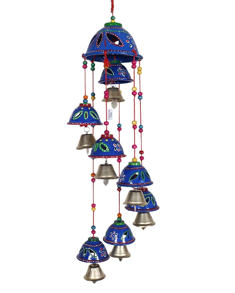 Heart Home Plastic Rajasthani Design Handcrafted Hanging Windchimes|Latkan with 8 Bells for Home D�cor&Positive Energy 