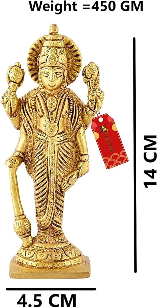 UAPAN Lord Bhagwan Vishnu Narayann Idol I Holding Club Gada for Home Decor Mandir Temple Decorative Showpiece - 14 cm