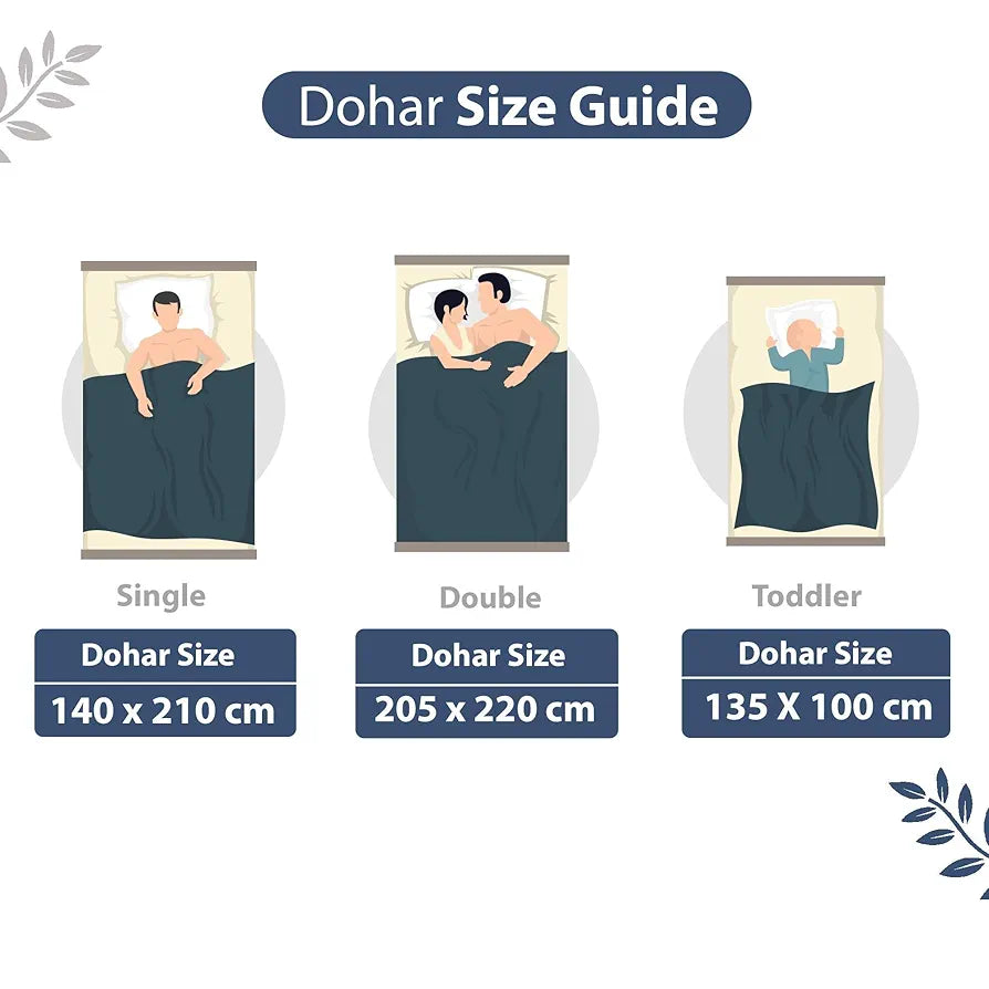 Divine Casa 100% Cotton Double Bed Dohar | Lightweight & Ultra-Soft AC Blanket | Reversible Summer Quilt | 220 x 205 CM, Greyish Blue