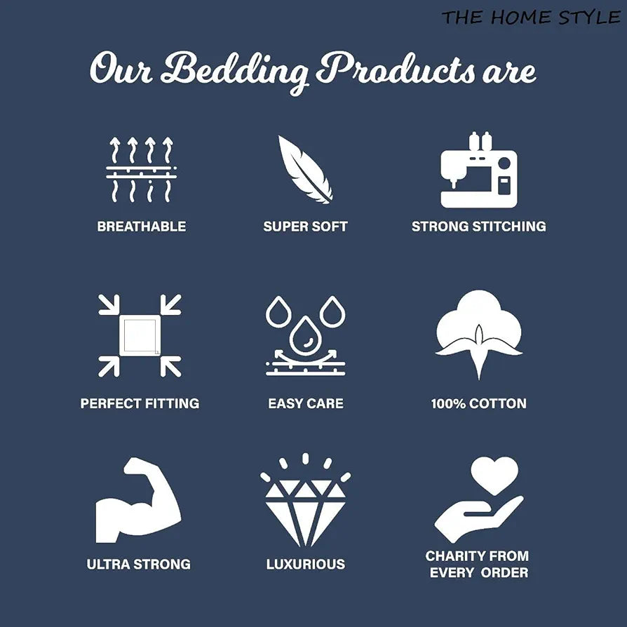 THE HOME STYLE Supersoft Cotton King Size Printed Flat Double Bedsheet wih 2 Pillow Cover II 400 TC, 90