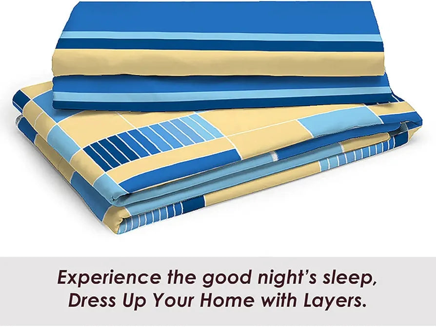 Layers Tivoli 100% Cotton Bedsheet Set for All Seasons - Lightweight, Moisture Absorbent, Machine Washable & Easy to Care - Gift for Housewarming & More - 104 TC - Queen Size 