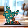 Art Vibes Wooden Idols and Fantasy Figurine India Map Designer Table Decor for Office Desk | Home Decoration