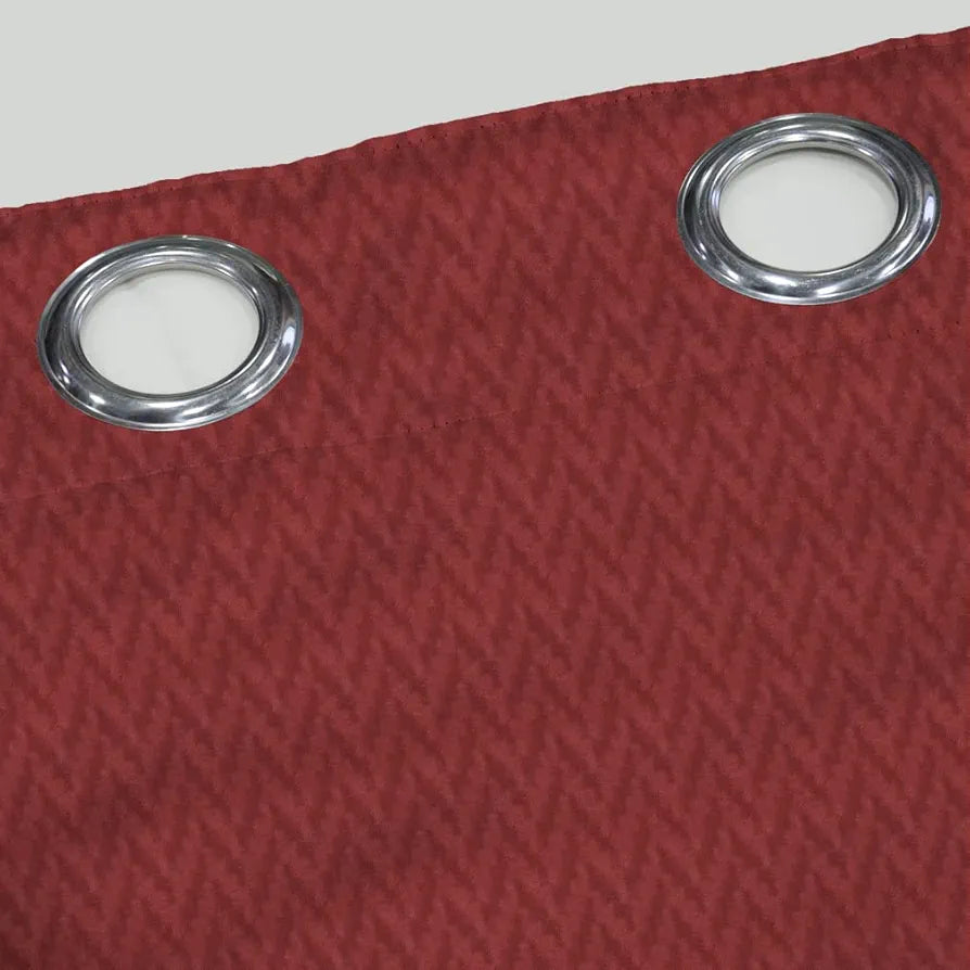 Divine Casa 5 Feet Zig Zag Design Window Curtain | Lightweight Maroon Polyester Panel with Metal Grommet | Single Piece for Modern Home Decor
