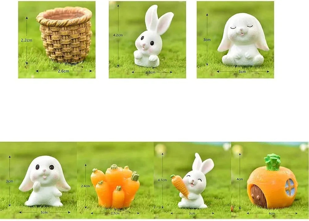 SATYAM KRAFT 1 Set  Resin Rabbit Miniature Figurines | Decorative Showpiece | Gift for Him/Her, Home, Bedroom, Living Room,Table, Car Dashboard| Unique Festive Decor