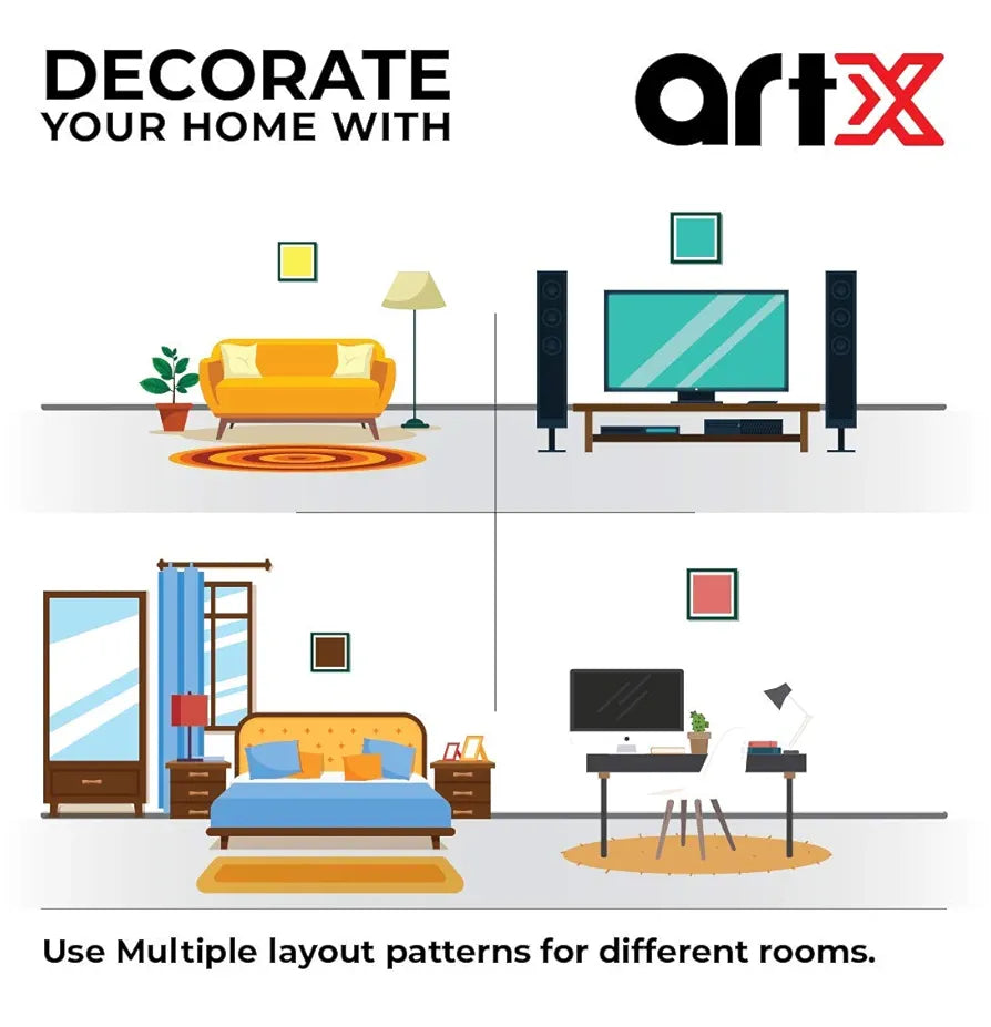 ArtX Kitchen Food Coffee Spices Motivational Funny Quotes Wall Art Painting, Framed Posters, 20 X 20 inches, 10.0 X 10.0 inches Each, Multicolor, Synthetic Wood, Set of 4 