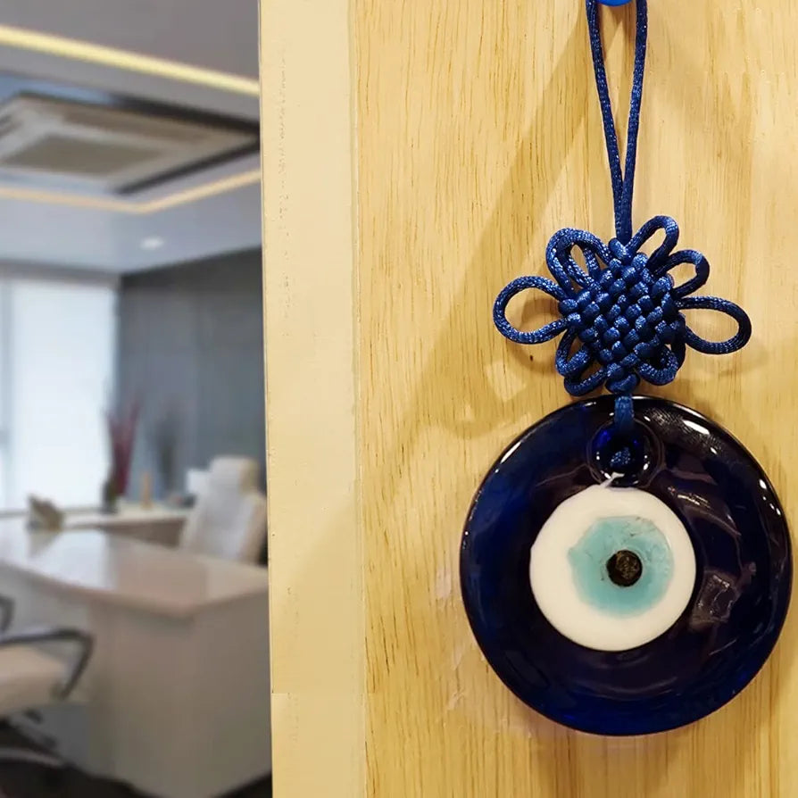 Shubhanjali Glass Evil Eye Hanging for Home 3 Inch | Evil Eye Hanging for Car Protection Home Entrnace Hanging