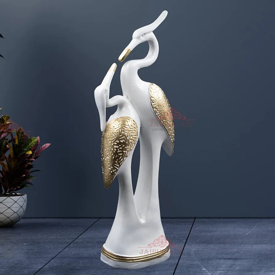 JAIPUR ACE Resin Paradise Pair of Kissing Swan Couple Statue Sculptures Showpieces Creative Abstract Design Art Figurine for Home Living Room Decorative Display 