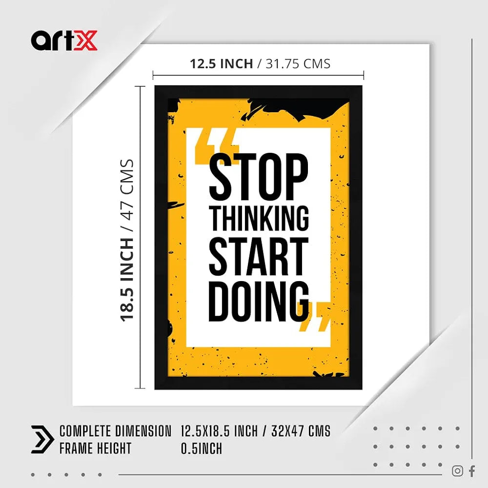 ArtX Paper Motivational Quote Stop Thinking Start Doing Wall Frame Art Painting, Multicolor, Motivational, 12.5 X 18.5 Inch, Set of 1