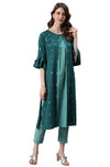 Janasya Women's Green Poly Crepe Kurta - M