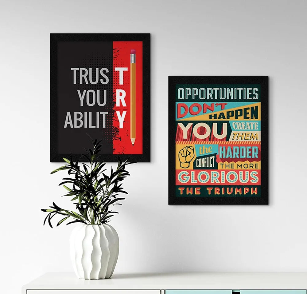 ArtX Paper Motivational Quotes Wall Frames, Multicolor, Inspirational, 10X13 inches each, 20 X 26 inches, Set of 4 