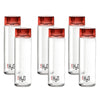 Cello H2o Glass Fridge Water Bottle With Plastic Cap | 920 Ml | Set of 6 | Red