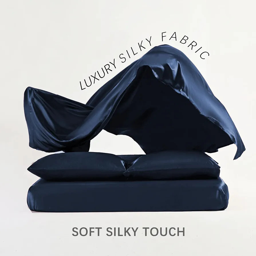 Cloth Fusion Satin Bedsheet for Queen Size Bed, Perfect for Romantic Night, Excellent Gift for All Celebrations, Set of 1 Satin Sheet 90