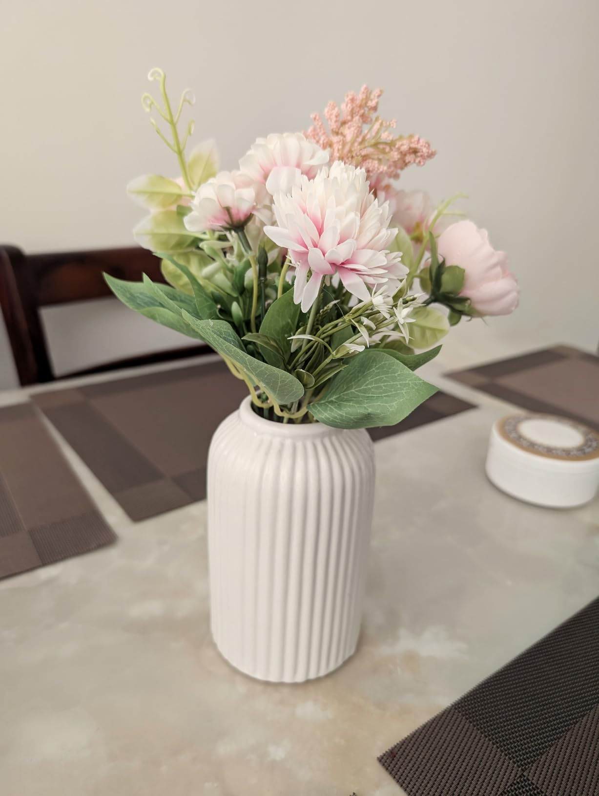 SATYAM KRAFT 1 Pcs Artificial Multiflora Flower Roses Fake Sticks Bunch Decorative Items for Home Decor,Bouquets,Bedroom,Living Room,Wedding (Without Vase)(Pink, Fabric)