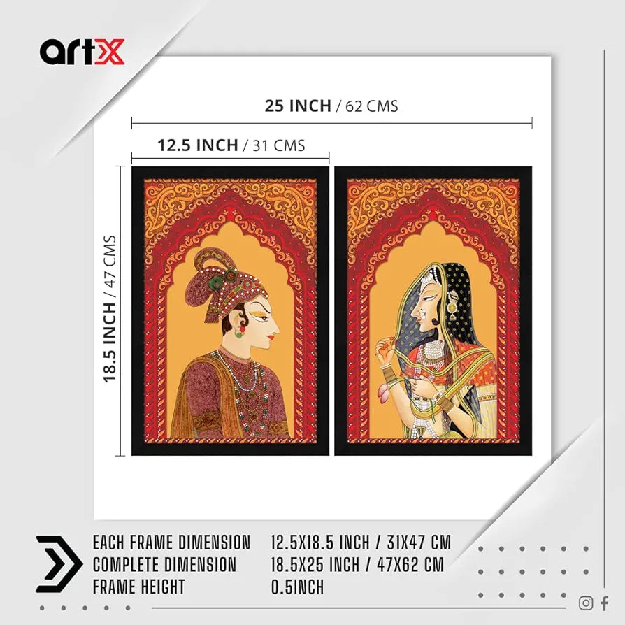 ArtX Traditional Bani Thani and Banna Painting, Multicolor, 12.5 X 18.5 inches, Indian, Set of 2
