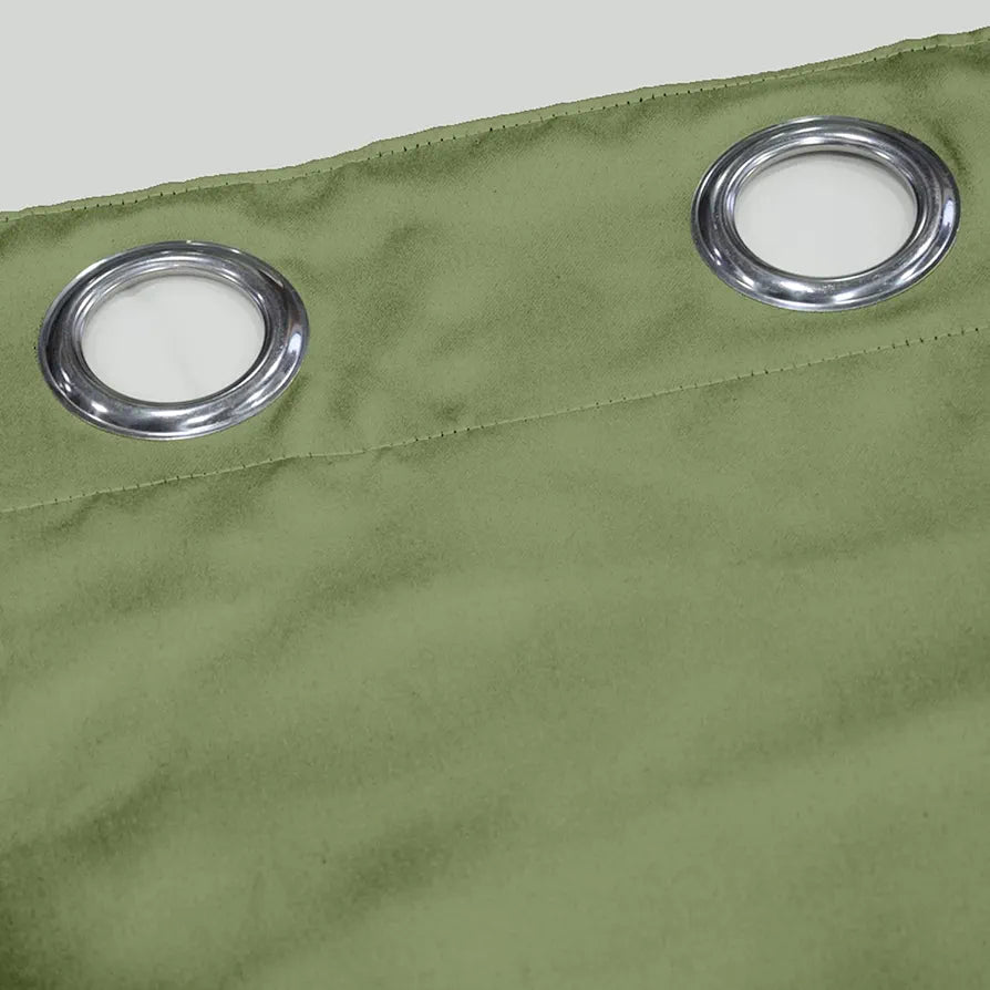 Divine Casa Super Satin Blackout Door Curtains Pack of 2 | Solid Panels for Complete Light Block | Size 7 Feet | Silky Touch & Thermal Insulation | Pastel Green
