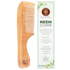 Ayurveda Amrita Organic Neem Wood Comb Rounded Handle for Stimulating Hair Growth | Helps in Dandruff Removal Light Brown