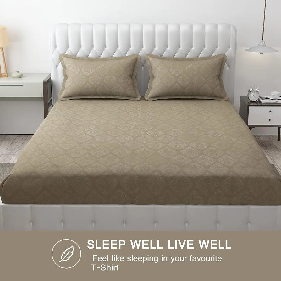 FRESH FROM LOOM Double Bedsheet King Size - Microfiber Rotary Printed, Hypoallergenic, Wrinkle Free With 2 Pillow Covers , 144 TC