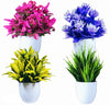 Plastic Artificial Plants For Home Decor Showcase Plants Flowers With Pot Fake Plant Pack of 4