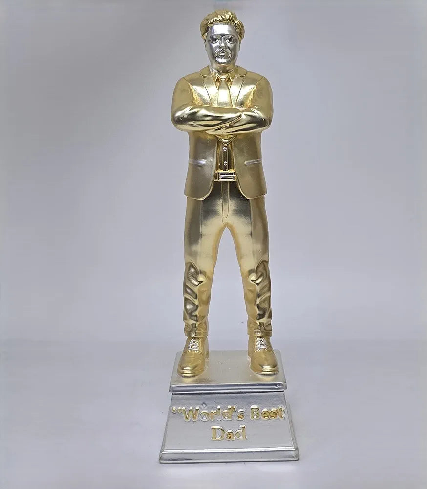 Gold Art India Best Father Figurine Gold & Silver Plated Matte | Trophy for Father | Fathers Birthday | Study Table | Office Desk , 9'' Inch