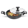 Milton Pro Cook Hard Anodized Kadhai With Stainless Steel Lid, 24 Cm / 2.8 Litre - 1255 gms