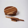 Vesta Homes Wooden Chakla Belan Set for Kitchen Premium Solid Wood Roti Rolling Board with Stand