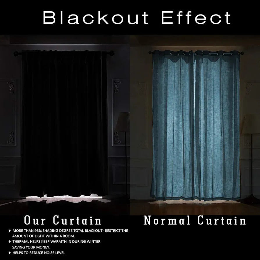 Cloth Fusion Blackout Door Curtains 7 Feet Long Set of 2, Room Darkening Blackout Parda 7 Feet with Grommet Design for Home Decor 