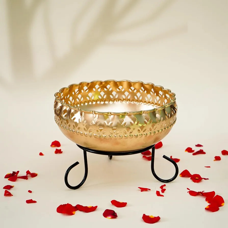 Ekhasa Gold Urli Bowl with Stand for Home Décor