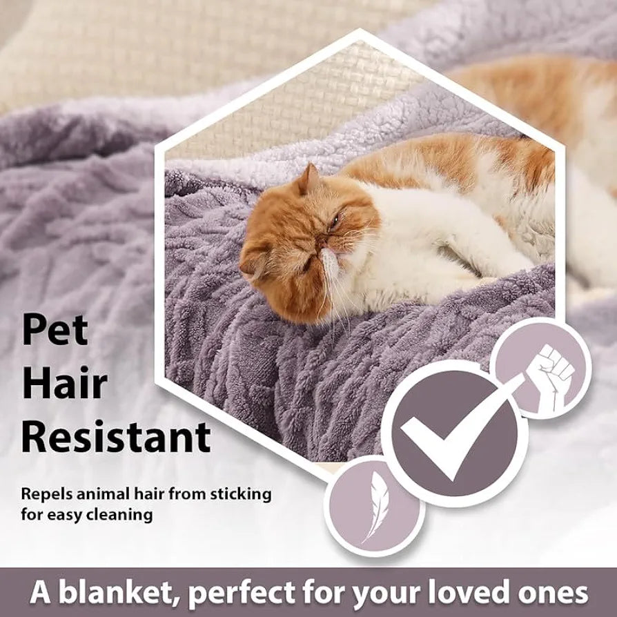 Flannel with Sherpa Luxurious Super Soft Fluffy Cozy Fuzzy Warm Reversible Single Bed Blanket for Winter 500GSM Blanket/Quilt Rajaai - Color- Levender, 220 x 150 Cm, Weight- 2kg