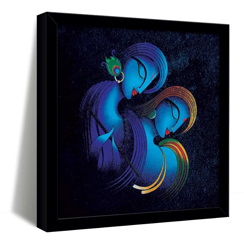 ArtX Radha Krishna Eternal Love Abstract Big Canvas Painting For Living Room With Frame, Multicolour, Square, 24.0 x 24.0 inch, 2x2 Feet, Set Of 1