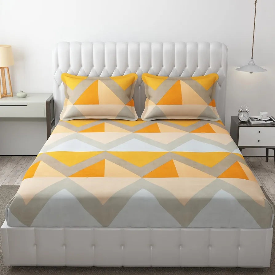 FRESH FROM LOOM Double Bed Floral Design Microfiber King Bedsheet | Hypo-Allergenic Bedsheets/Bedcover | Wrinkle Free | 2 Pillow Covers Included , 144 TC