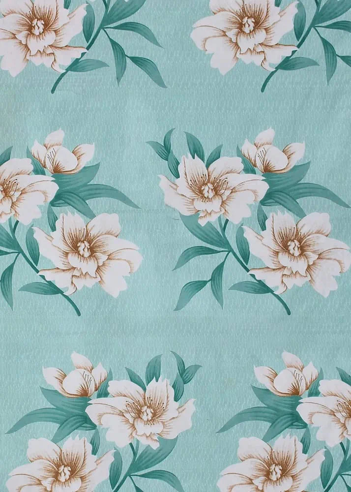 Premium Cotton Elastic Fitted Bedsheets with 2 King Size Pillow Covers Double Bed with All Around Elastic Supersoft Size - 72 x 78 +10 inches Flower Print Light Green 200 tc - 220 tc