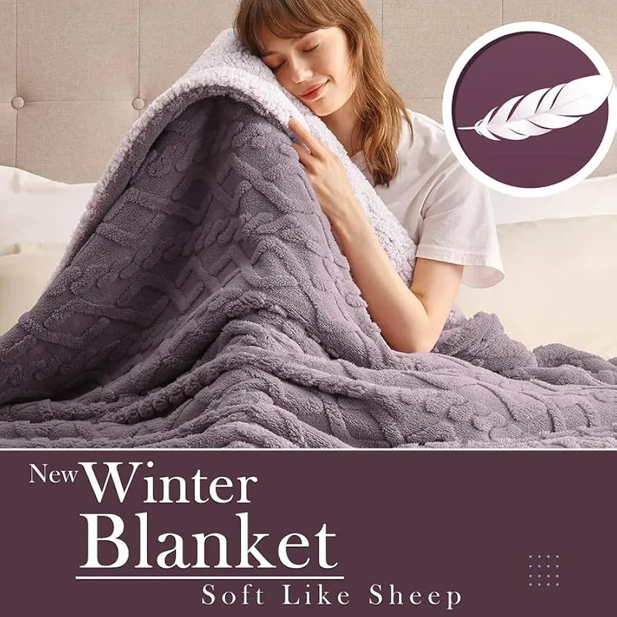 Flannel with Sherpa Luxurious Super Soft Fluffy Cozy Fuzzy Warm Reversible Single Bed Blanket for Winter 500GSM Blanket/Quilt Rajaai - Color- Levender, 220 x 150 Cm, Weight- 2kg