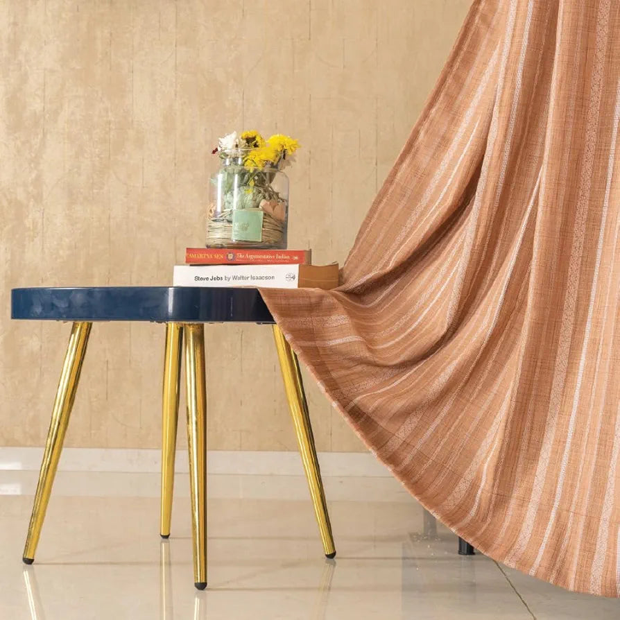 Urban Space Aari Collection Weaved Sheer Curtains for Window 5 feet Long, 40-50% Light Filtering Curtains with Eyelets and TieBack, Set of 2 Decorative Curtains for Living Room 