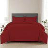 Trance Home Linen Zippered 100% Cotton 200 TC Satin Stripe Queen Duvet Cover Quilt Cover with 2 Pillow Covers Colour Maroon