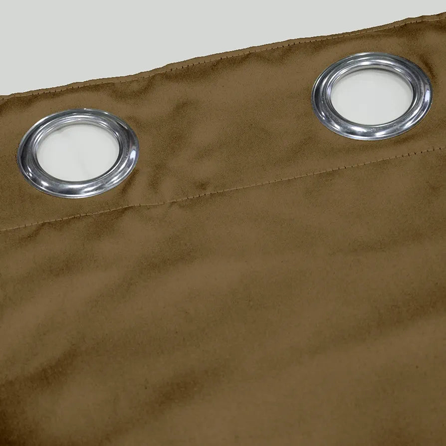 Divine Casa Semi Blackout Door Curtain 7 Feet | Dark Brown | Micro Satin Room Darkening Panel with Metal Eyelets | 1 Piece