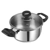 Vinod Stainless Steel Deluxe Saucepot With Glass Lid - 4 Litres | 22 Cm | Biryani Pot | Riveted Sturdy Handles