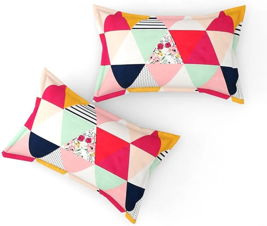 STARNSTYLE Polycotton 220 TC Floral Printed King Size Double Bedsheet with 2 Pillow Covers, 