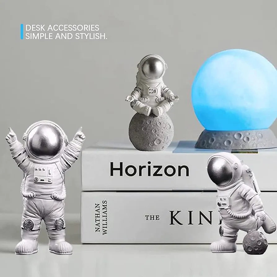 Street27 Resin Astronaut Spaceman Statue Ornament Home Office Desktop Alphabet Figurine Decors Set Of 3- Golden 