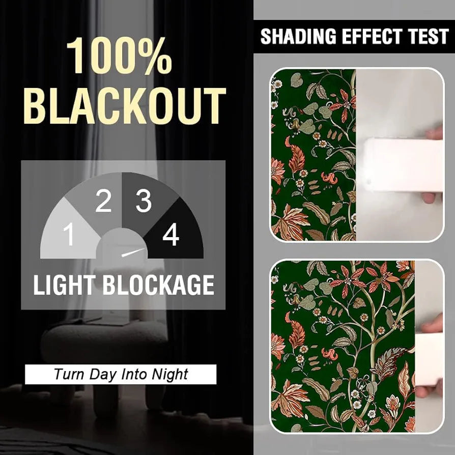 Cloth Fusion 100% Blackout Printed Premium Door Curtains 7 Feet Long Set of 2, Noise Reducing Blackout Parda 7 Feet with Grommet for Home Decor 