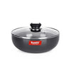 Sumeet 3mm Hard Anodized Deep Tasla with Glass Lid Size No - 13 (25cm Dia. 2.85 Liters)